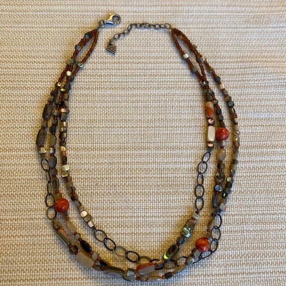 Silpada Silver Coral Shell 3 Strand Necklace N1563 - Picture 1 of 3